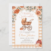 Gingham Pumpkin Stroller Baby Sprinkle Baby shower Kaart (Voorkant)