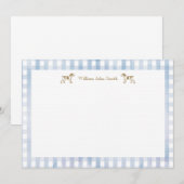 Gingham Puppy Flat cards Notitiekaartje (Voorkant / Achterkant)