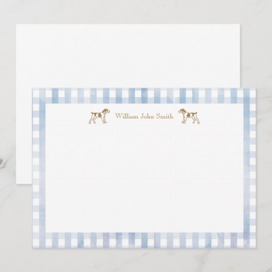 Gingham Puppy Flat cards Notitiekaartje (Voorkant / Achterkant)