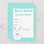 Gingham Rabbit Invitation Kaart (Voorkant / Achterkant)