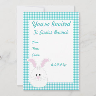 Gingham Rabbit Invitation Kaart