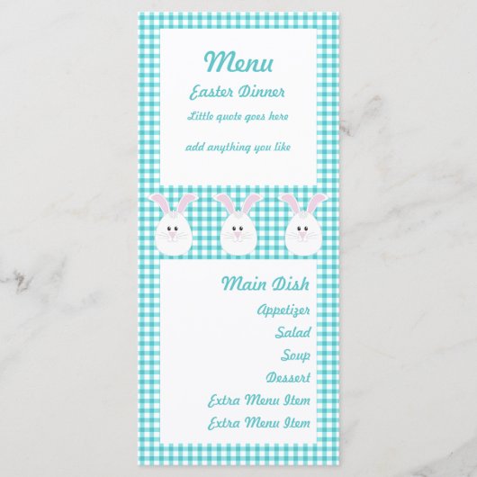 Gingham Rabbit Menu Card (Voorkant)