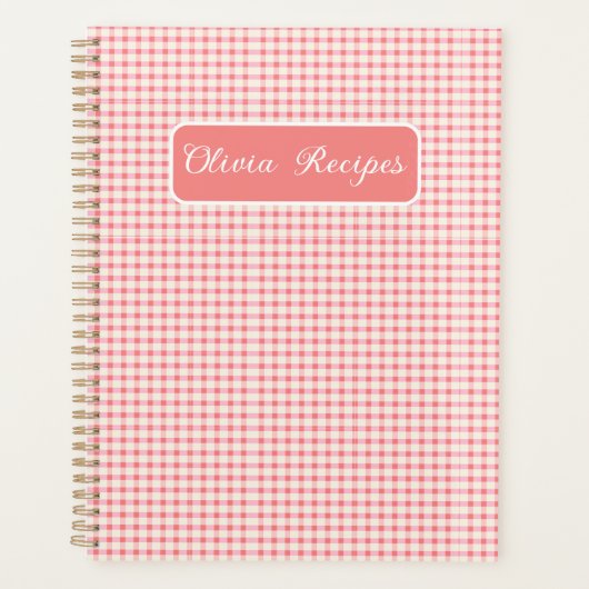 Gingham Recepten Blush Roze Rut Cute Feminin Planner (Voorkant)