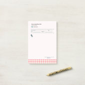 Gingham Recepten Blush Roze Rut Cute Feminin Post-it® Notes (Op bureau)