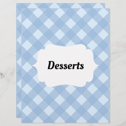 Gingham Recipe Multomap Tabblad Toevoeging Divider (Voorkant / Achterkant)