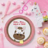 Gingham Red Barnyard Birthday Borden, Boerderij Co Papieren Bordje (Feest)