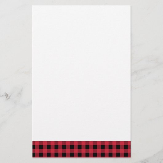 Gingham Red en Black Briefpapier (Voorkant)