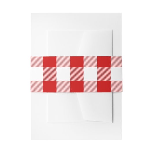 Gingham Red en White cheques weddenschappen Uitnodigingen Wikkel (Voorkant Voorbeeld)