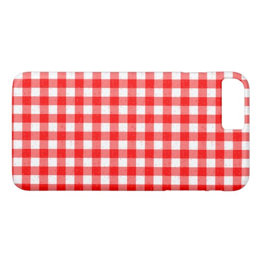 Gingham Red en White Pattern iPhone 7 Plus Hoesje (Achterkant (Horizontaal))