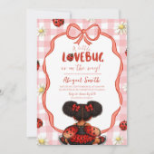  Gingham Red Ladybug Baby Shower Invitation Kaart (Voorkant)