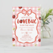 Gingham Red Lovebug Baby Shower Kaart (Staand voorkant)