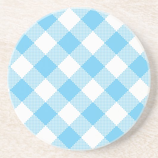 Gingham reeks-Blauw Onderzetter 1 van vele kleuren (Voorkant)