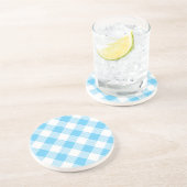 Gingham reeks-Blauw Onderzetter 1 van vele kleuren (Zijkant)
