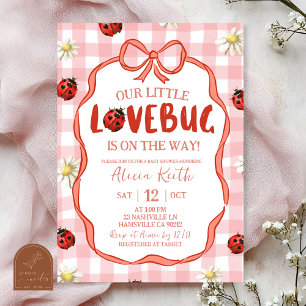 Gingham Rode Liefdeskever Baby Shower Kaart
