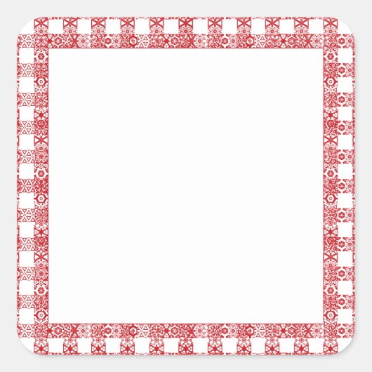 Gingham rode witte blanco rooster gelid vierkante sticker (Voorkant)