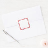 Gingham rode witte blanco rooster gelid vierkante sticker (Envelop)