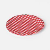 Gingham rood en wit picknick lunchfeest papieren bordje (Gekanteld)