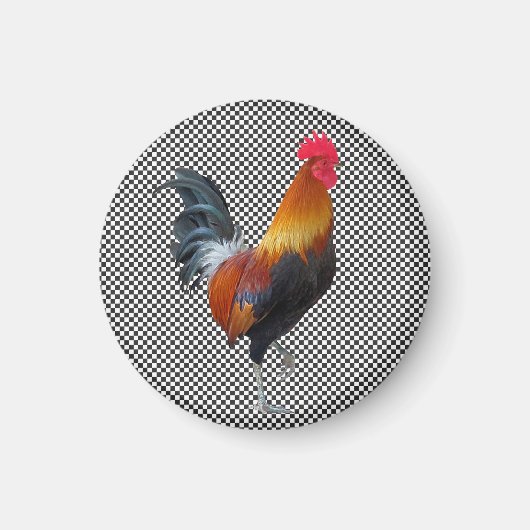 Gingham Rooster Magnet (Voorkant)