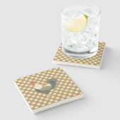 GINGHAM ROOSTER STENEN ONDERZETTER (Zijkant)