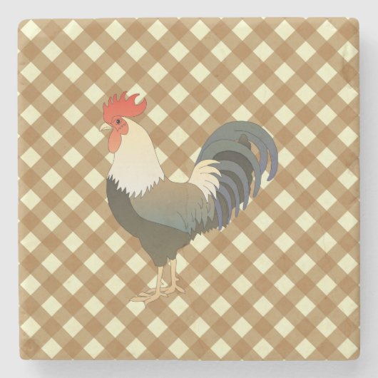 GINGHAM ROOSTER STENEN ONDERZETTER (Voorkant)