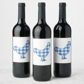 Gingham Rooster Wijn Etiket (Flessen)