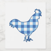 Gingham Rooster Wijn Etiket (Enkel label)