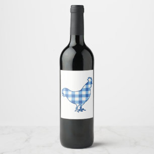 Gingham Rooster Wijn Etiket