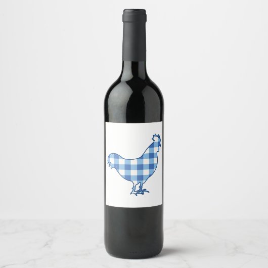 Gingham Rooster Wijn Etiket (Voorkant)