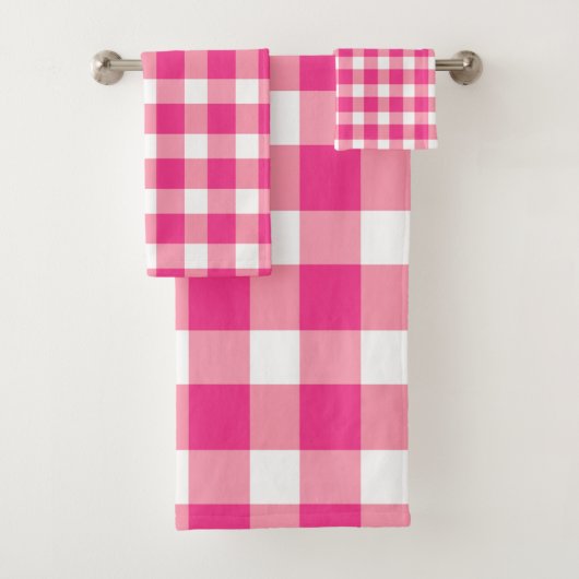Gingham roze design bad handdoek (Insitu)