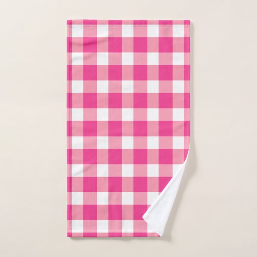 Gingham roze design bad handdoek (Handdoek)
