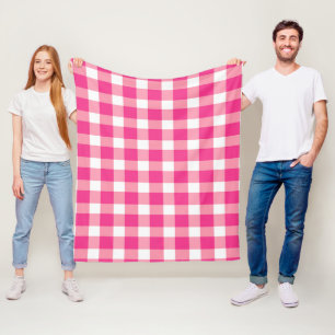 Gingham roze design fleece deken