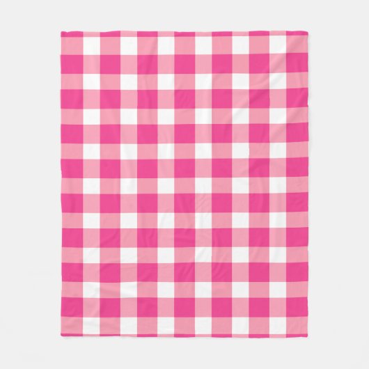Gingham roze design fleece deken (Voorkant)