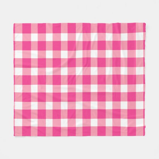 Gingham roze design fleece deken (Voorkant (Horizontaal))