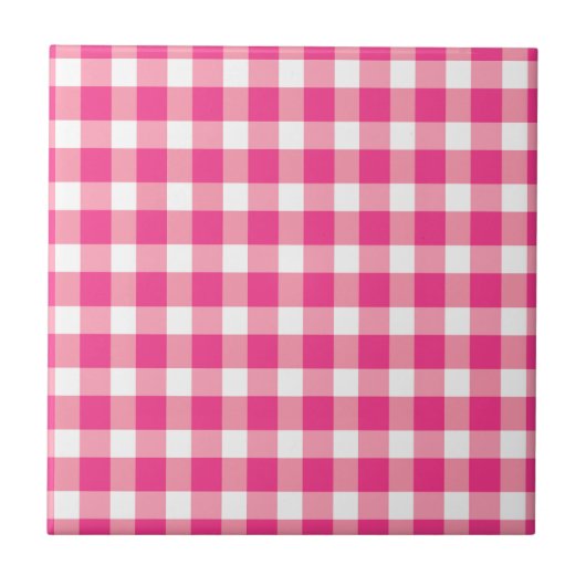 Gingham roze design tegeltje (Voorkant)