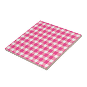 Gingham roze design tegeltje