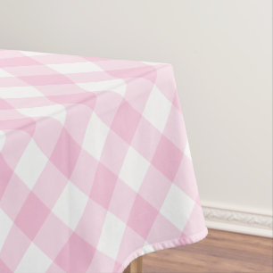 Gingham roze en wit speldenpatroon tafelkleed