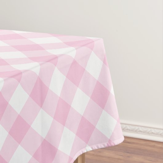 Gingham roze en wit speldenpatroon tafelkleed (Voorbeeld)