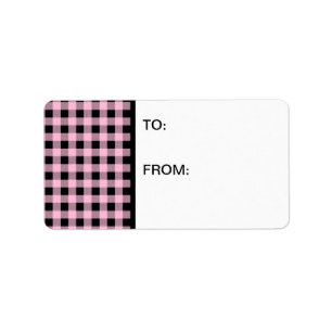 Gingham Roze en Zwart Etiket