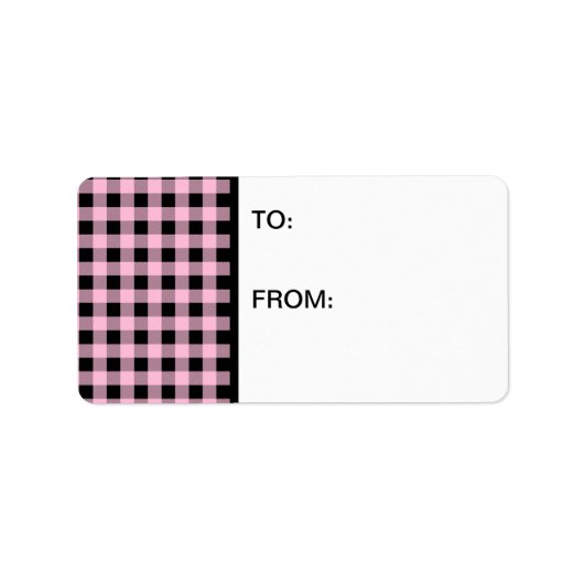 Gingham Roze en Zwart Etiket (Voorkant)