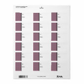 Gingham Roze en Zwart Etiket (Full Sheet)