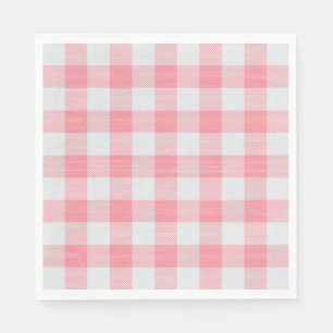 Gingham Roze Geruite Schattig Leuk Meisjesachtig Servet