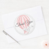 Gingham Roze Hete Luchtballon Ronde Sticker (Envelop)