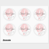 Gingham Roze Hete Luchtballon Ronde Sticker (Vel)