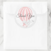 Gingham Roze Hete Luchtballon Ronde Sticker (Tas)