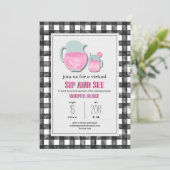 Gingham roze limonade virtuele Sip & See Baby Kaart (Staand voorkant)
