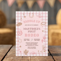 Gingham Roze Meisje Mijn Eerste Rodeo Cowgirl Verj