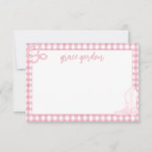 Gingham Roze oppas Meisjes Stationery Hartelijk da Bedankkaart (Voorkant)