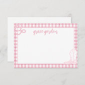 Gingham Roze oppas Meisjes Stationery Hartelijk da Bedankkaart (Voorkant / Achterkant)