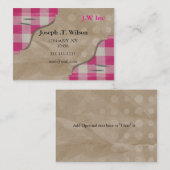 Gingham roze retro Visitekaartjes (Voorkant / Achterkant)