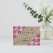 Gingham roze retro Visitekaartjes (Staand voorkant)